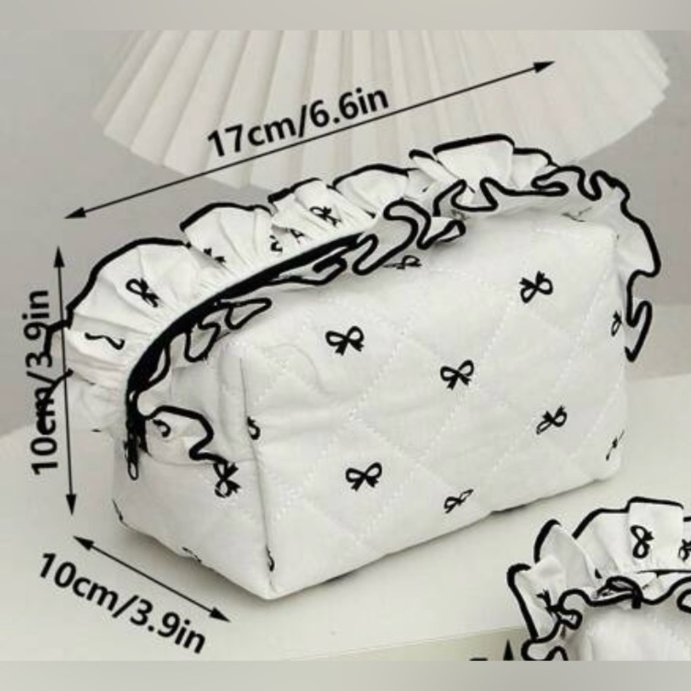 Makeup Cosmetics Toiletries Bag with Cute Bows and Ruffles - Picture 6 of 6